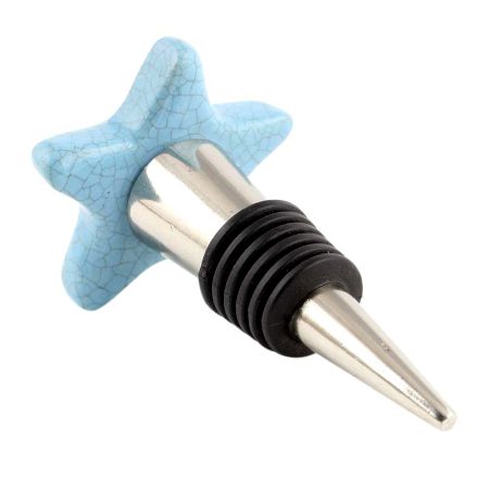 Turquoise Star Crackle Ceramic Wine Bottle Stopper